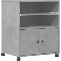 vidaXL Printerkastje met wielen 60x48x74 cm betongrijs