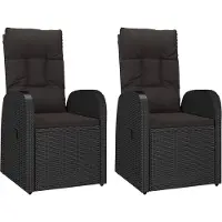 vidaXL Tuinstoelen 2 st verstelbaar met kussens poly rattan zwart