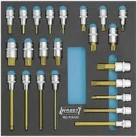 Hazet Dopsleutelbitset 163-119/23 - 1/2 inch (12,5 mm) vierkant hol - Binnen-zeskant-profiel, Binnenveeltandprofiel XZN - 23-delig - 5 – 19 - M8 – M18