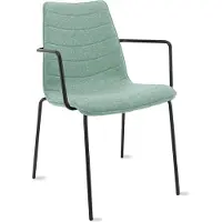 Workliving Verona Eetkamerstoel / Vergaderstoel - Met Armleuningen - Wolvilt Fenice 455 zachtgroen - frame zwart