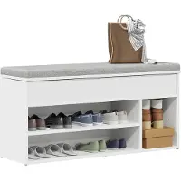 vidaXL Schoenenbank 102x30,5x45 cm bewerkt hout wit