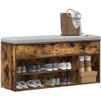 vidaXL Schoenenbank 102x30,5x45 cm bewerkt hout gerookt eikenkleurig