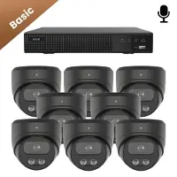 Dutch Security Systems 8x Beveiligingscamera set - Bedraad - Sony Dome Basic 2K - Zwart
