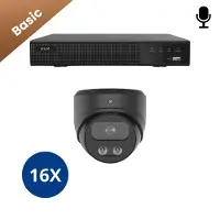 Dutch Security Systems 16x Beveiligingscamera set - Bedraad - Sony Dome Basic 2K - Zwart