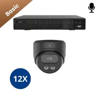 Dutch Security Systems 12x Beveiligingscamera set - Bedraad - Sony Dome Basic 2K - Zwart