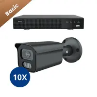Dutch Security Systems 10x Beveiligingscamera set – Bedraad – Sony Bullet Basic 2K – Zwart