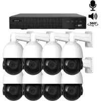 Dutch Security Systems 8x Beveiligingscamera set - Bedraad - Sony PTZ 360 graden 2K
