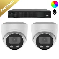 Dutch Security Systems 2x Beveiligingscamera set - Bedraad - Sony Dome Premium Full Color 4K - Wit -