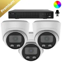 Dutch Security Systems 3x Beveiligingscamera set - Draadloos - Sony Dome Premium Full Color 4K - Wit -
