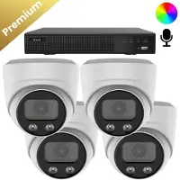 Dutch Security Systems 4x Beveiligingscamera set - Bedraad - Sony Dome Premium Full Color 4K - Wit