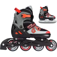 Nijdam Skate/Schaats Combo Red Raider Jr Zwart - Rood - Grijs 29-32