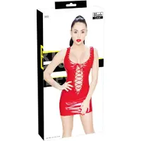 Black Level - lak mini-jurk met vetersluiting - rood - 2XL