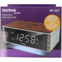 Technoline WT 487 - Wekkerradio - Draadloos opladen Qi - Bruin zilver zwart hout