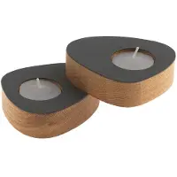 Lind DNA Theelichthouder Curve Nature Nupo Anthracite (Set van 2)