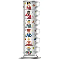 Bialetti Nutcracker Espressokopjes Set 6 Stuks met Rek – 90 ml – Porseleinen Espresso Kopjes – Limited Edition - Stapelbaar