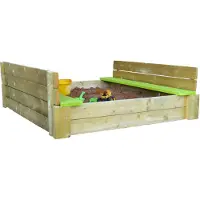 Wendi Toys houten zandbak met deksel 117x117x39 cm