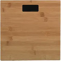 MSV Personen weegschaal - Bamboe hout look - glas - 28 x 28 cm - digitaal - Weegschalen