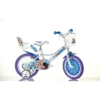 Pinniped Kinderfiets Snow Queen sneeuwkoningin met zijwieltjes, mand en poppenzitje