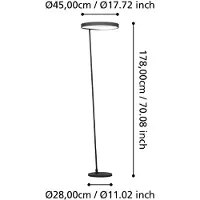 Eglo 390167 Caredara Staande Lamp Aluminium, Staal Zwart/Kunststof Wit - 23W/2600LM/3000K