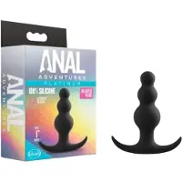 Anal Adventures Platinum - anaal plug met ribbels - siliconen - zwart
