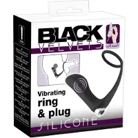 Black Velvets - anaal vibrator met penisring - zwart
