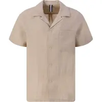 Profuomo overhemd beige met borstzak korte mouw
