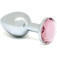 Rimba - anale plug - klein, roze steen - metaal zilver