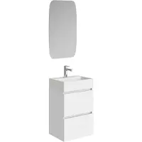 Boss & Wessing Fonteinkast bws melina 45 cm glans wit met wastafel glans wit inclusief spiegel