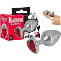 You2Toys - Diamond - 85 g aluminium anaalplug (zilver-rood)