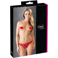 Huismerk Kanten Rio-String Met Open Kruis Rood - 4 Maten