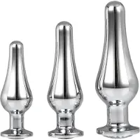 Dream Toys Gleaming Love - anaal top plug set - zilver (3-delig)