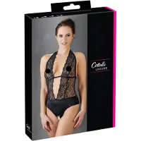 Cottelli collection – Erotische V Split Body met Toegang tot de Intieme Zones – Maat S - Zwart