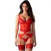 Obsessive Cupide Desir - dames lingerie set - doorzichtig kant - rood