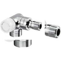 Oventrop OV thermostatische afsluiter serie E hoek links DN 15 1/2inch PN 10 verchroomd, Verwarmingsaccessoires