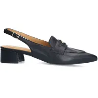 Manfield Zwarte leren slingbacks | Maat 40