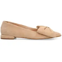 Manfield Beige suède loafers met strik | Maat 38