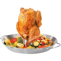 GEFU BBQ Kippenhouder met Aromareservoir 18 x 18 x 12 cm – RVS – Voor Beer Can Chicken