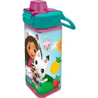 Kids Euroswan Gabby`s Dollhouse - Drinkfles - Bidon - Vierkant - Roze - 500 ml. - 7 x 7 x 22 CM - Schoolbeker - Gabby`s Poppenhuis