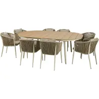 Axi Chay tuinset met 8 stoelen – Beige met houtlook Polywood