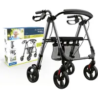 DeLOCK rolstoel, lichtgewicht en verstelbaar, 6,2 kg, met zitplaats en rugleuning, voorzien van net en stokhouder, opvouwbaar, 4-voudig in hoogte verstelbaar, draagvermogen 136 kg, loophulpmiddel