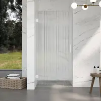 FortiFura Galeria Douchedeur - 80x200cm - 8mm - veiligheidsglas - ribbel - scharnieren - deurgreep - mat wit - helder SW1208820/SW1122562