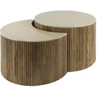 AnLi Style Salontafel set/2 halfrond Nuovo travertin (Naturel, 60x40x60 diameter: 60cm)