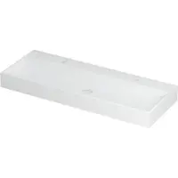 Ink Wastafel united porselein met 2 kraangaten incl. Porseleinen click plug en verborgen overloop systeem 120 cmx45 cmx11 cm mat wit 0206112