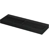Ink Wastafel United Porselein dubbel zonder kraangat incl. porseleinen click plug en verborgen overloop systeem 140 cm x 45 cm x 11 cm Mat zwart 0206144
