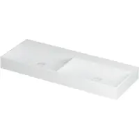 Ink Wastafel United Porselein dubbel zonder kraangat incl. porseleinen click plug en verborgen overloop systeem 120 cm x 45 cm x 11 cm Mat wit 0206122