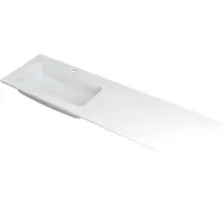 Ink Wastafel Faktor polystone links met 1 kraangat 160 cm x 45 cm x 1,5 cm Mat wit 3407245