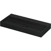 Ink Wastafel United Porselein met 1 kraangat incl. porseleinen click plug en verborgen overloop systeem 100 cm x 45 cm x 11 cm Mat zwart 0206074