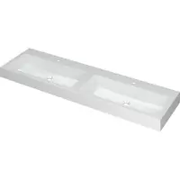 Ink Wastafel Momento Polystone dubbel met 2 kraangaten 160 cm x 45 cm x 9 cm Glans wit 3421061