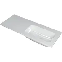 Ink Wastafel Faktor polystone rechts met 1 kraangat 120 cm x 45 cm x 1,5 cm Glans wit 3407028