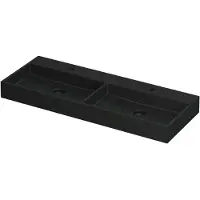 Ink Wastafel United Porselein dubbel met 2 kraangaten incl. porseleinen click plug en verborgen overloop systeem 120 cm x 45 cm x 11 cm Mat zwart 0206134